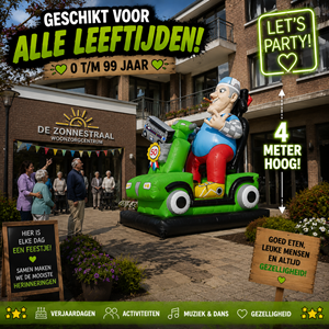 Abraham opblaaspop scootmobiel, alle leeftijden