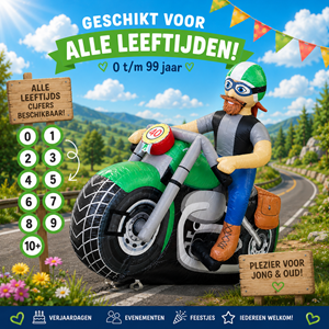 Abraham opblaas pop op motor alle leeftijden